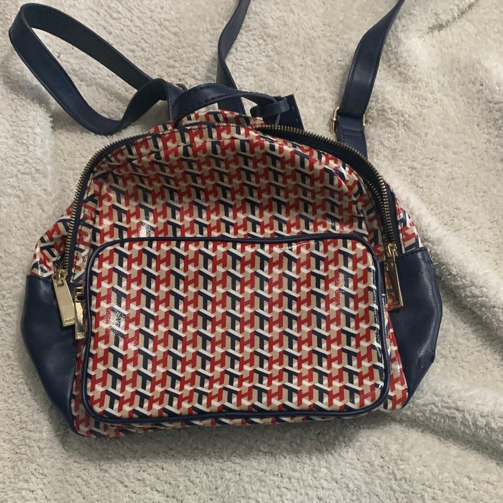 Tommy Hilfiger Red and Blue Patterned Backpack